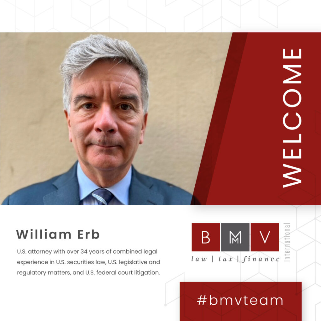 William C. Erb, avvocato statunitense con oltre 34 anni di esperienza legale, si unisce a BMV in qualità di Of Counsel